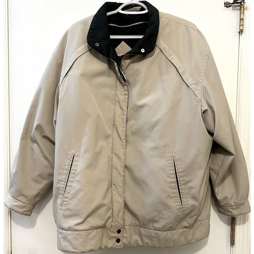London Fog Outdoors Unlimited Men’s L Jacket Tan Thinsulate Zip Bomber Coat